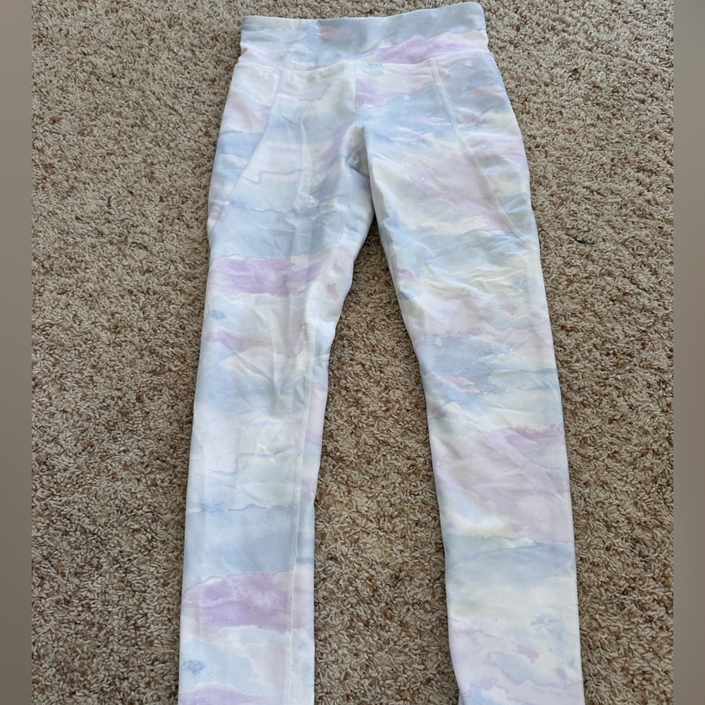 Old Navy Girls' Pastel Watercolor Leggings - White, Pink, Blue